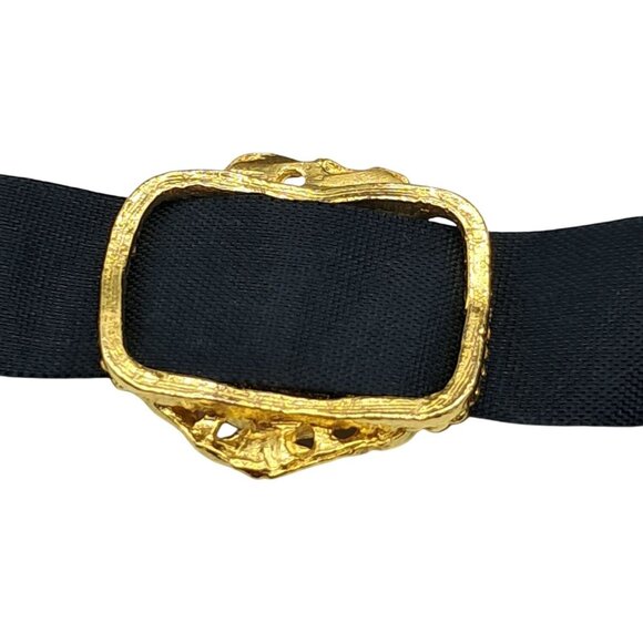Vintage Cameo Choker Black Velvet Band Gold Tone Victorian Gothic Costume Jewelr - Picture 7 of 8